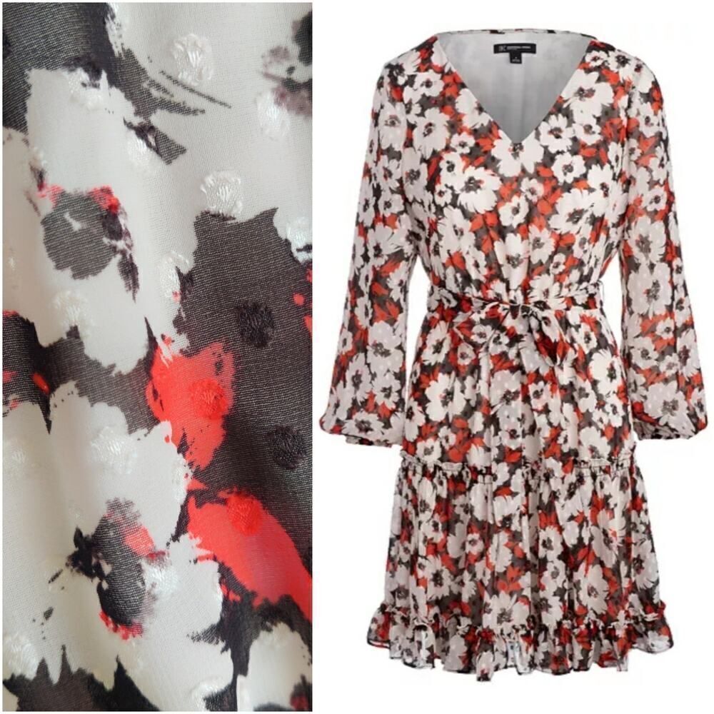 INC International Concepts Belted Floral-Print Fit & Flare Dress sz 6 NWT